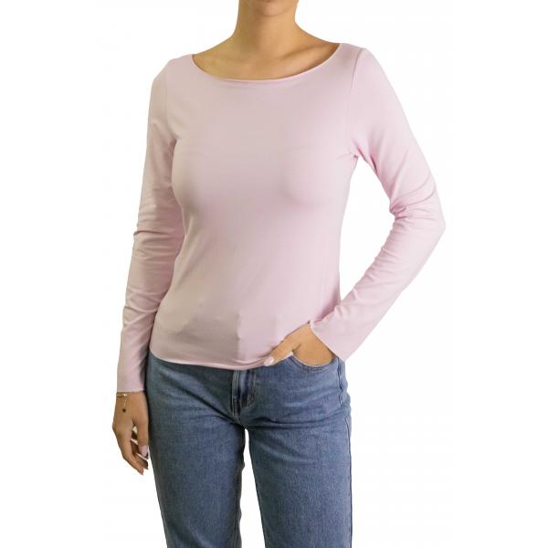 Maglia con scollo a barca tinta unita 